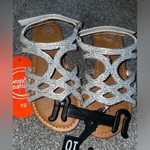 Brand New With Tags Toddler Girls Wonder Nation Summer Sandals 10 Silver Glitter